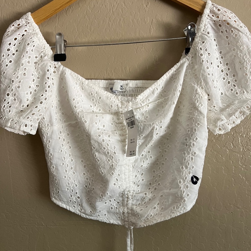 Hollister White Crop top and short set